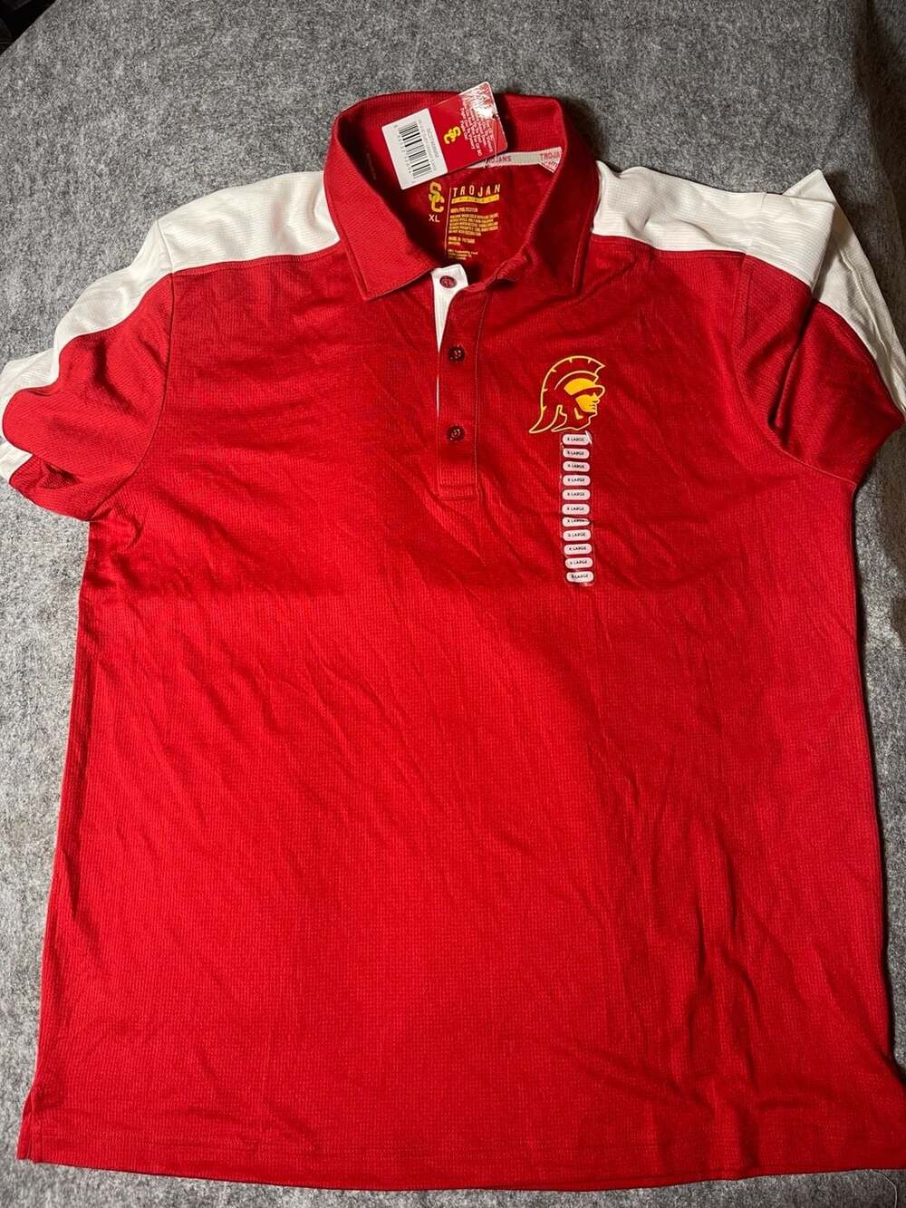 NWT USC Trojans NCAA Men's Colorblock Polo Shirt Red/White XL